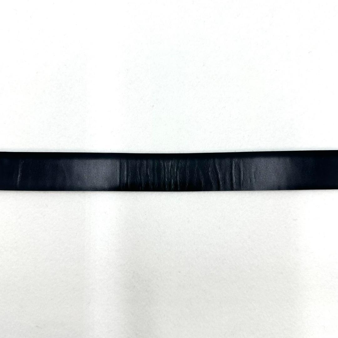 PRADA プラダ ロゴ刻印バックル レザー ベルト シルバー金具 ブラック