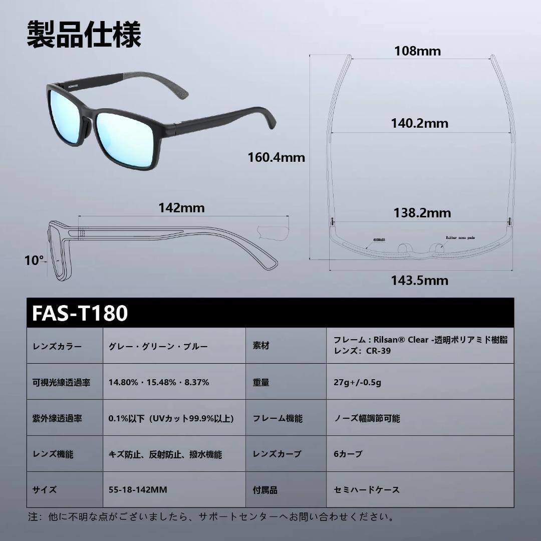 ゴメクサス　偏光サングラス　CR-39光学レンズ　ウェリントン型　ブルーミラー