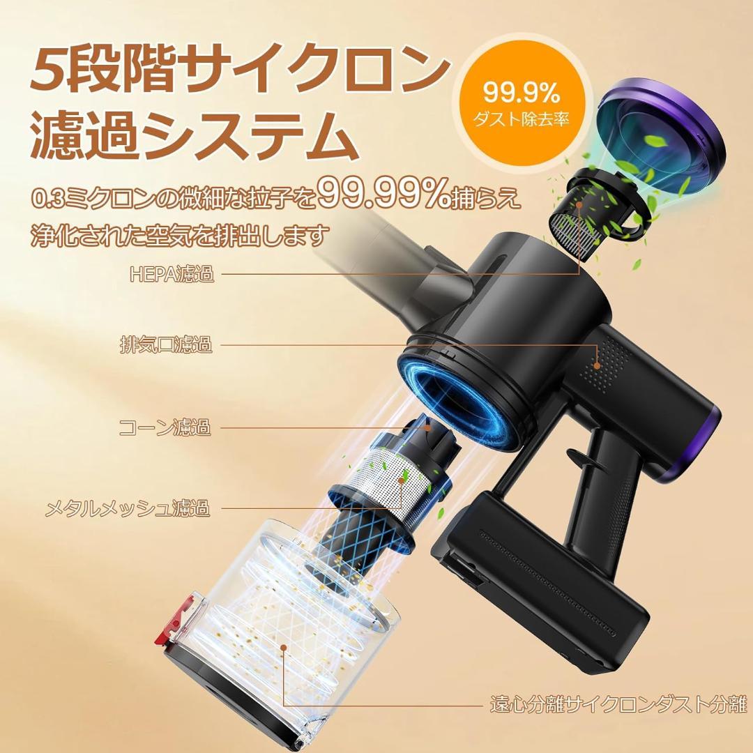 掃除機 コードレス 12月新登場 折りたたみ式・70KPa超強力吸引・自立式