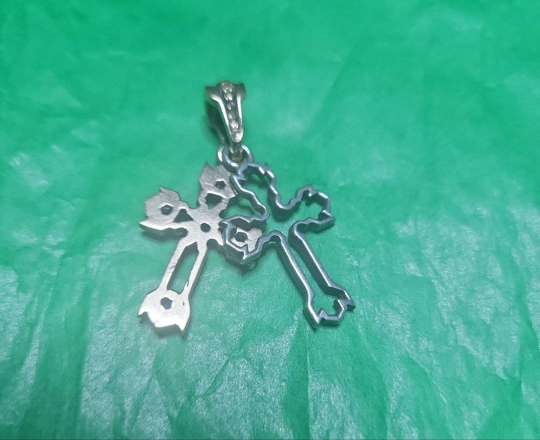 アルページュ　ネックレス　チャーム　クロス　シルバー　ピンクゴールド　ジルコニア