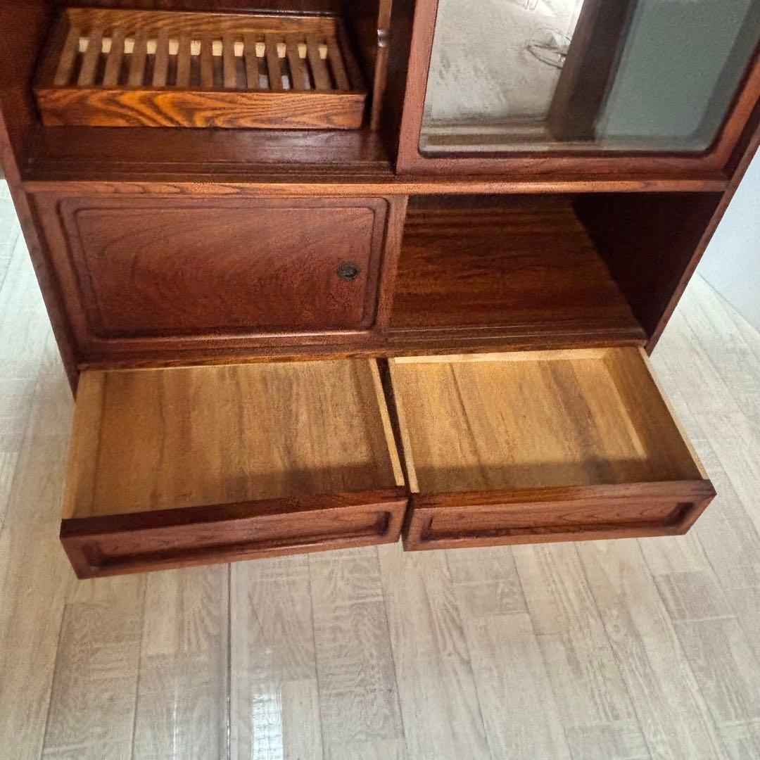 信州 松本伝統指物 和家具 欅家具 茶棚 茶箪笥 キャビネット 飾り棚 ケヤキ