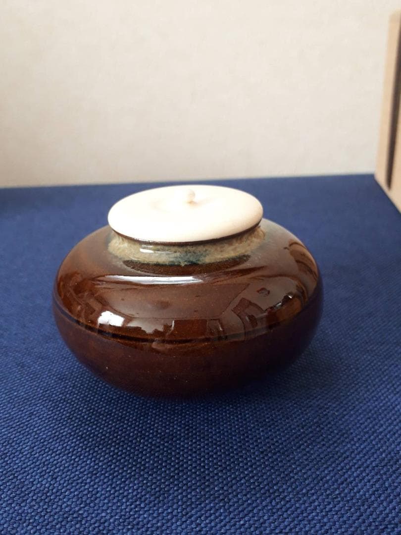 大海茶入 桐箱入 高取焼 比古窯 宝間道 西陣織