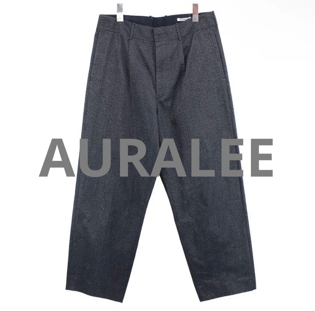 AURALEE ブラック シャンブレー フィンクス　パンツ
