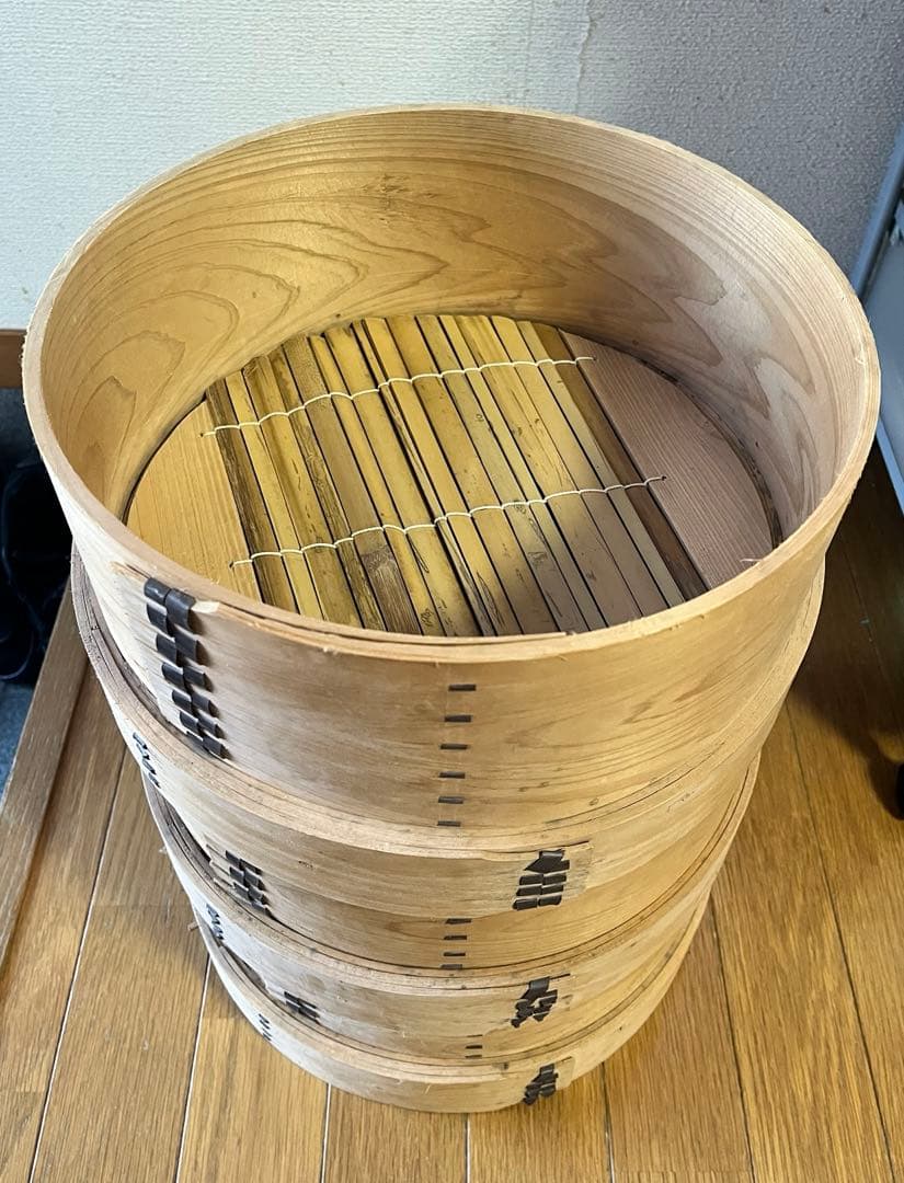 木製和せいろ　3段　古道具　古民具　大型　蓋なし　蒸し器　セイロ　30cm