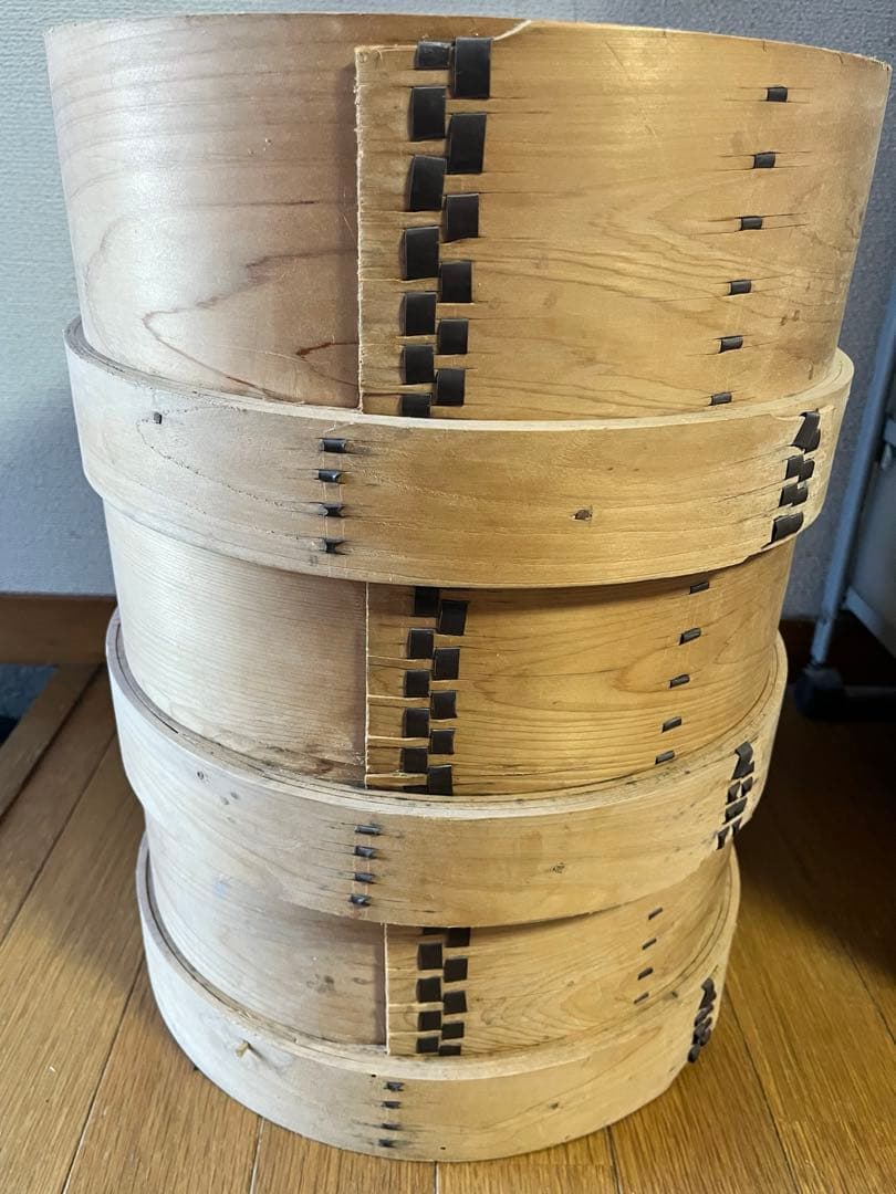 木製和せいろ　3段　古道具　古民具　大型　蓋なし　蒸し器　セイロ　30cm