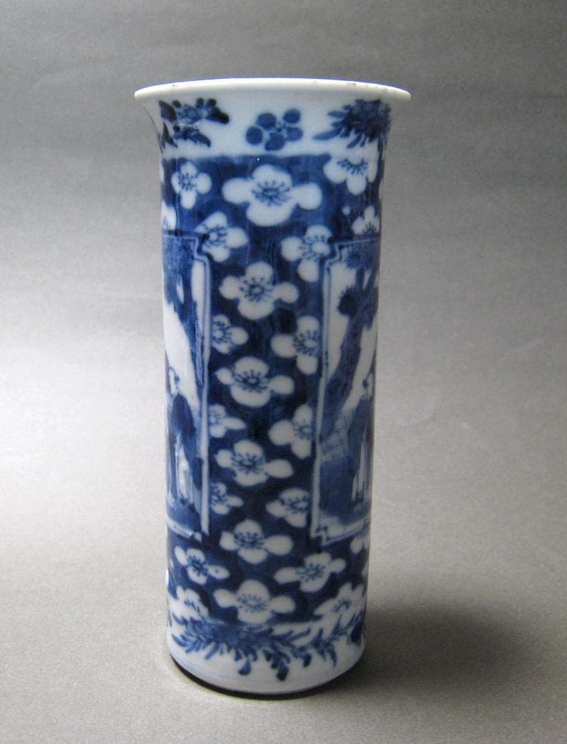 中国古玩　康熙年製 人物　風景　青花　染付　花入　中国美術 清代 明代 清朝期