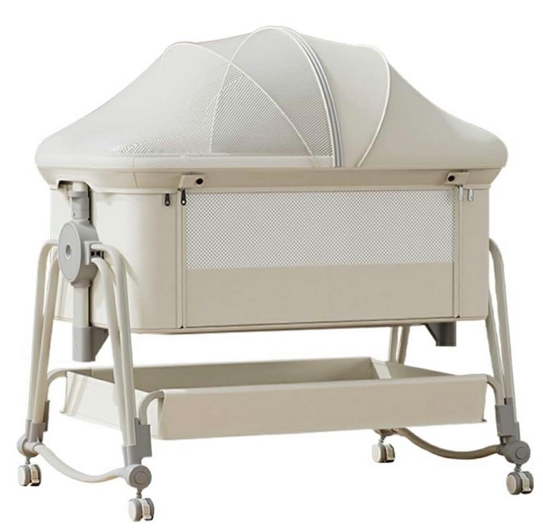 kino linpo ベビーベッド キャスター付き 収納棚付き ホワイト