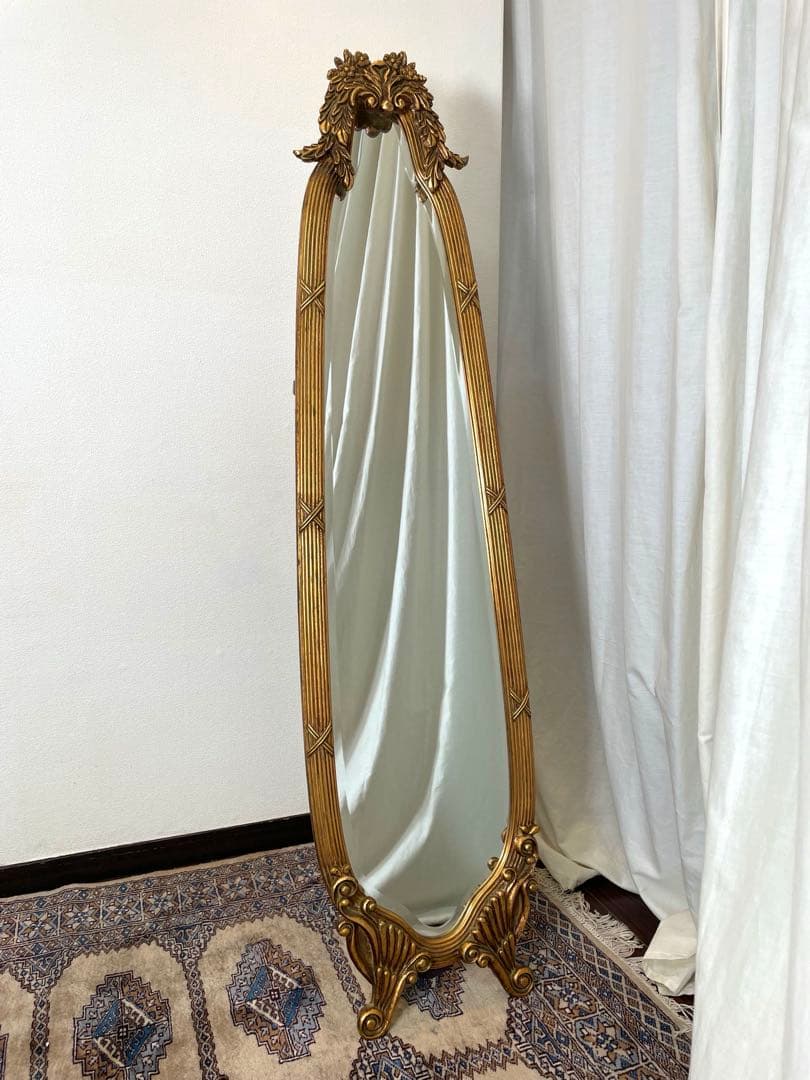 エレガント スタンドミラー ゴールドフレーム ロココ 姿見 アールヌーボー