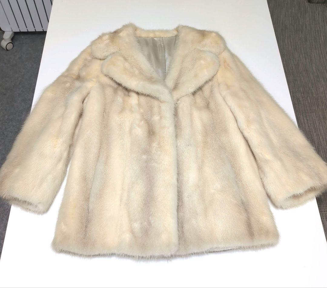 ミンク 毛皮 ホワイトミンク クロスミンク ハーフコート リアルファー　9