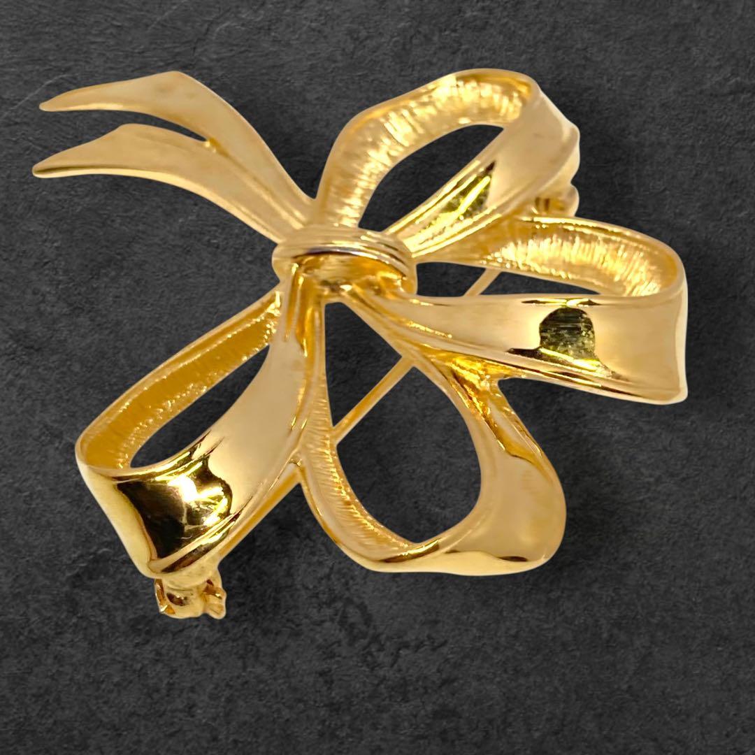 GIVENCHY ジバンシィ リボン ブローチ ゴールド 1-20