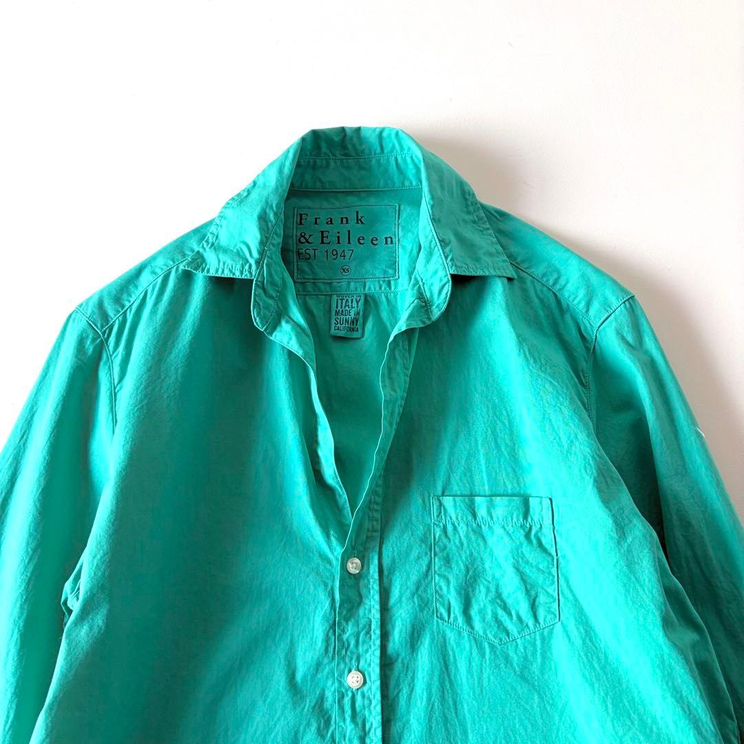 美品♡　フランク&アイリーン　Eileen　長袖　スキッパー　シャツ　XS　緑