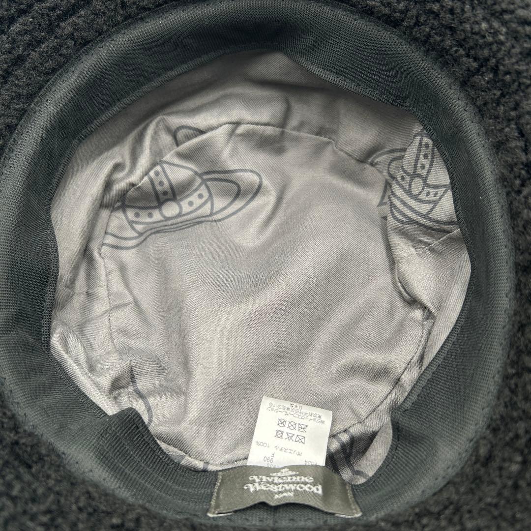 ☆早い者勝ち☆【Vivienne】メンズ ボア バケットハット 黒 帽子 刺繍