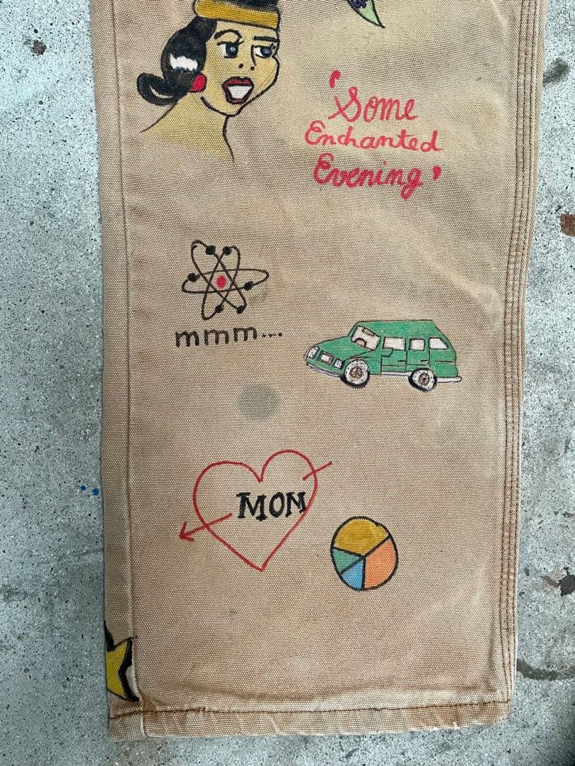 メモリアル ワークパンツ – ハンドペイント デザインサイズXL