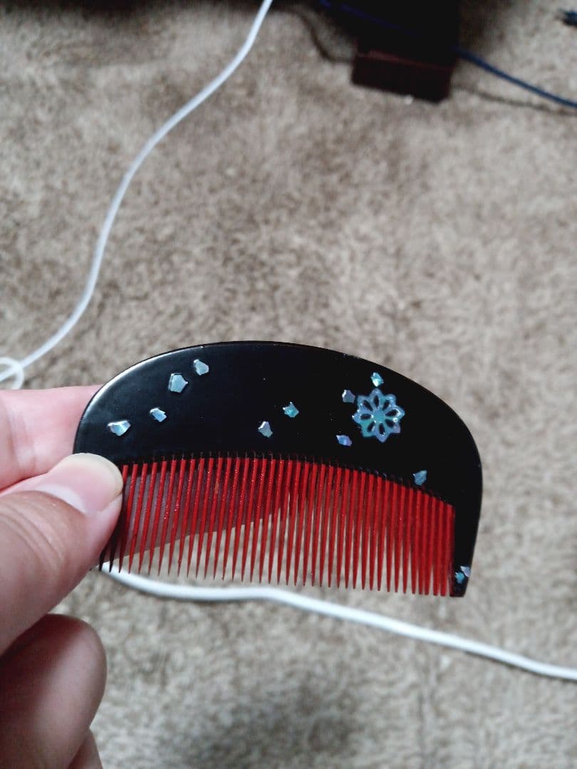 螺鈿 象嵌 櫛 クシ 貝細工 柘植 柘植の木 木曽塗り