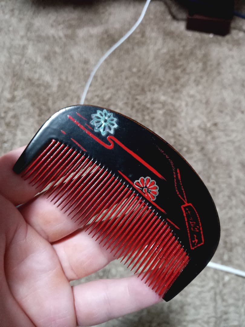 螺鈿 象嵌 櫛 クシ 貝細工 柘植 柘植の木 木曽塗り