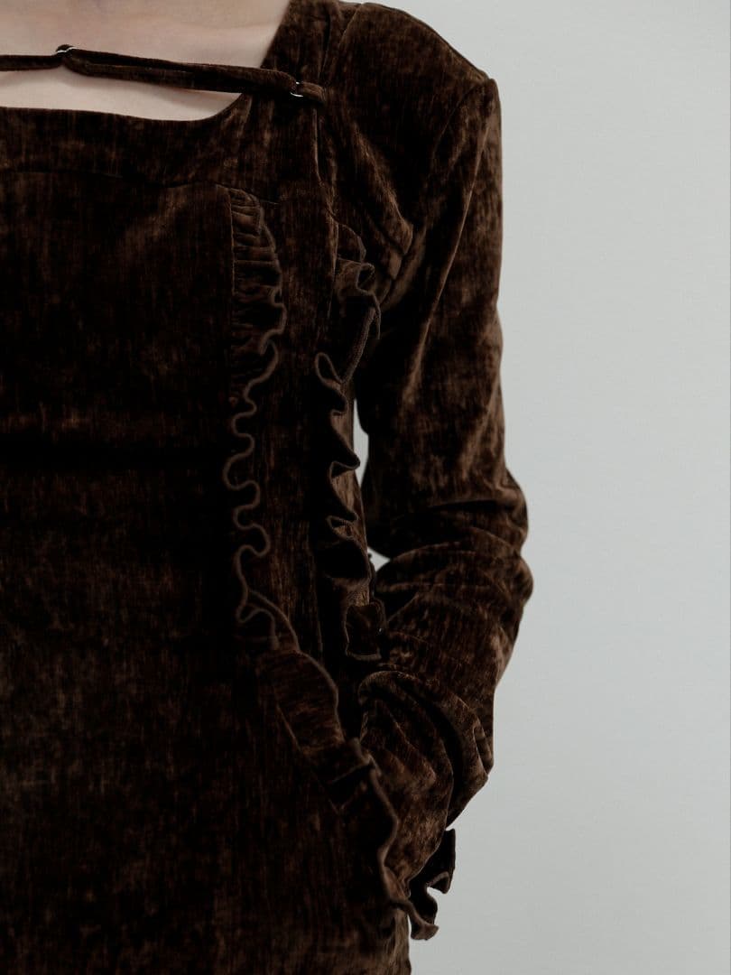 スーツ・フォーマル・ドレス belted velour frill onepiece