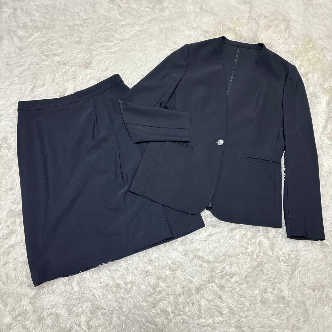 【極美品】　23区　セットアップ　スーツ　ノーカラー　濃紺　40　Lサイズ相当