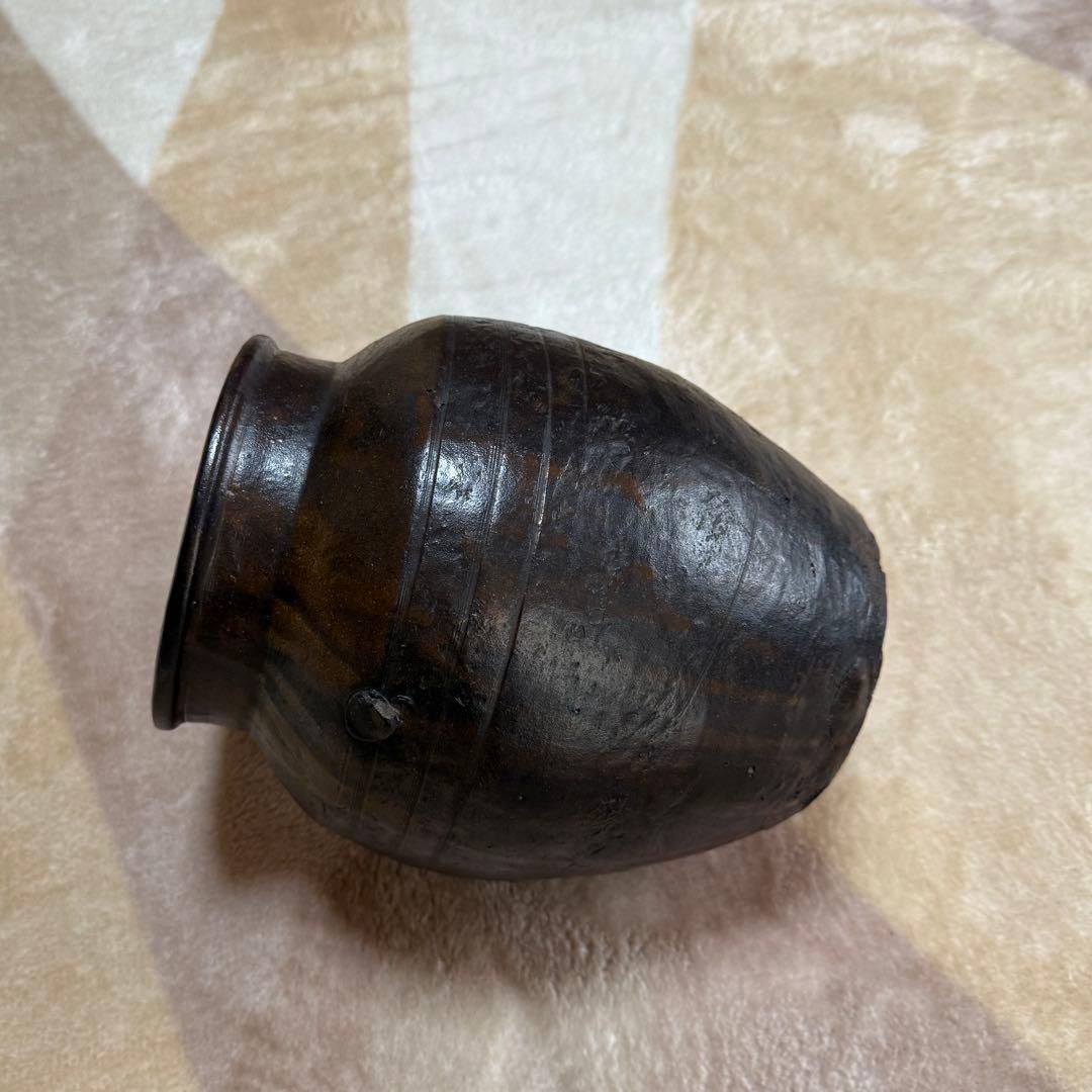 唐津 褐釉小壷 江戸時代 古唐津 九州民窯 古薩摩 黒薩摩