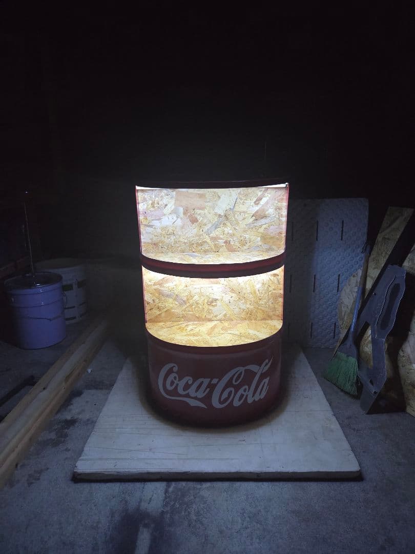 ドラム缶リメイク棚LED照明付き