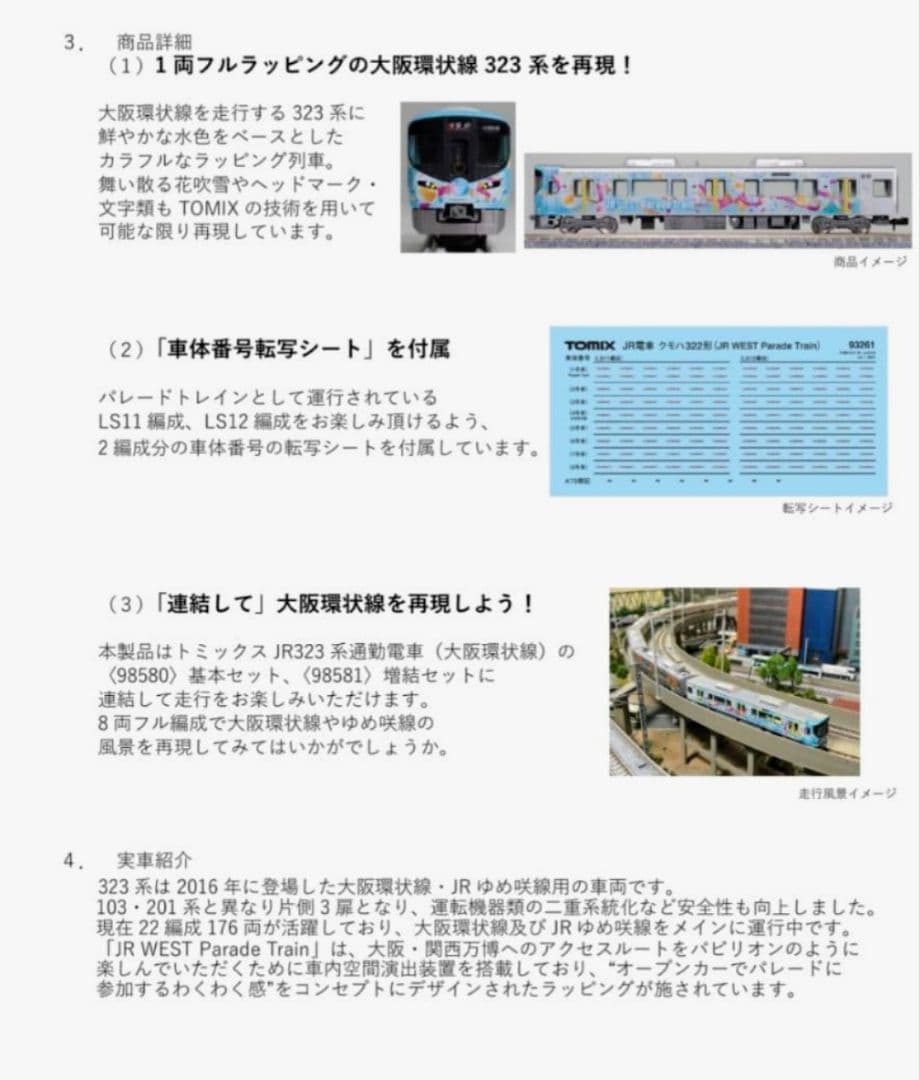TOMIX　クモハ322形 (JR WEST Parade Train)×1両