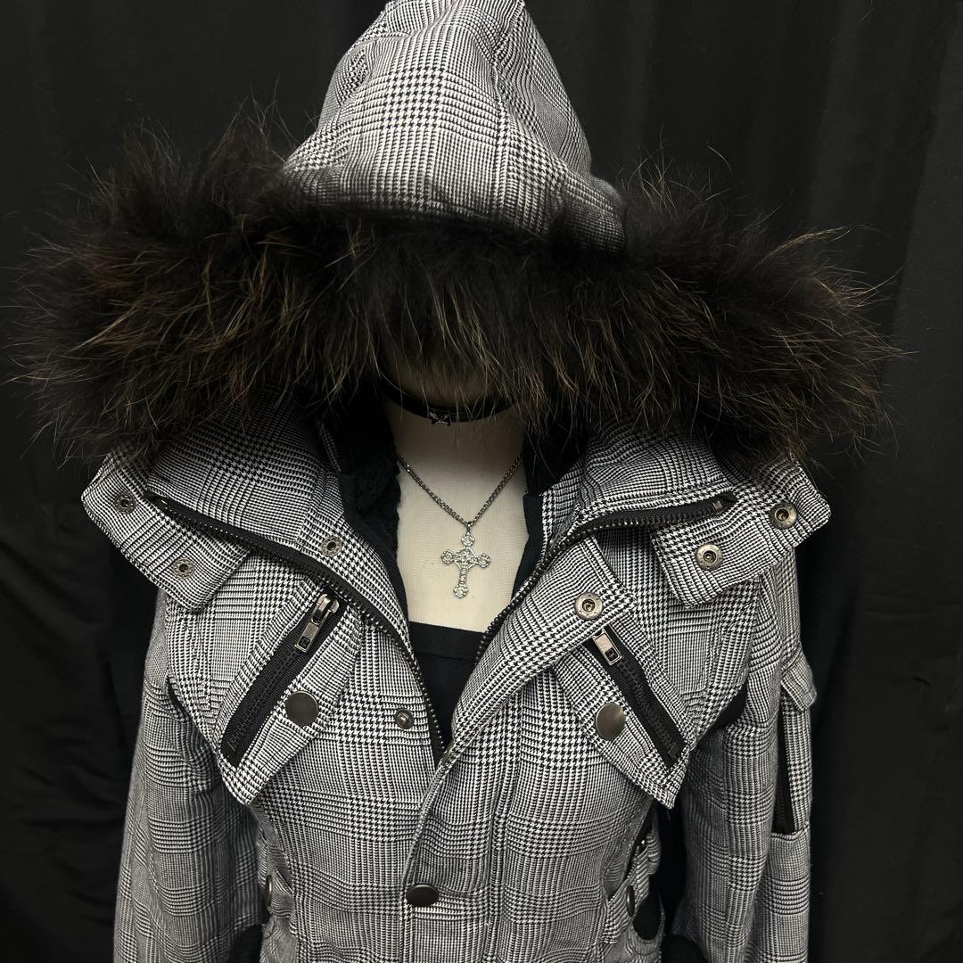 ダークコア　平成ギャル y2k グランジ　ファー　フード　ジャケット　ギミック