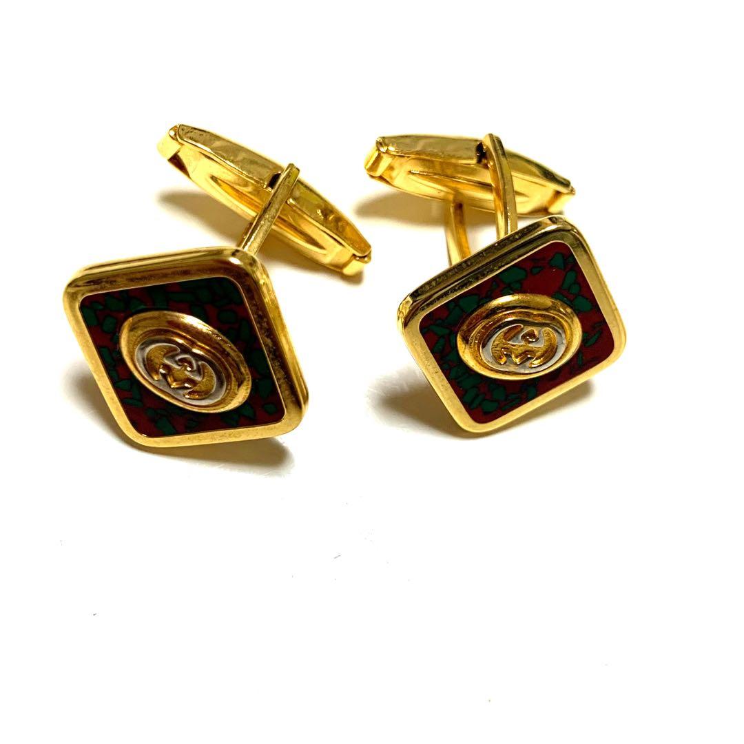 山*貴様 希少　GUCCI 七宝焼　ダブルG 　カフスボタン　ネクタイピン