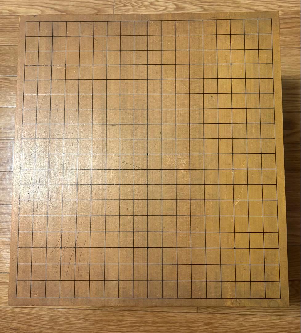 囲碁盤と碁石セット　脚付き　ヘソあり　アンティーク