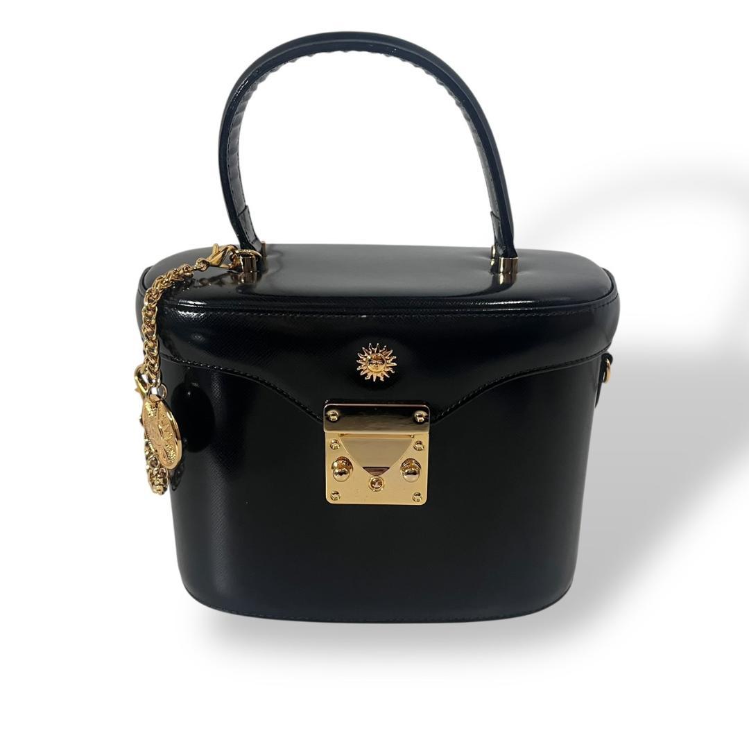 極美品 ヴェルサーチ サンバースト バニティバッグ ブラック ゴールド