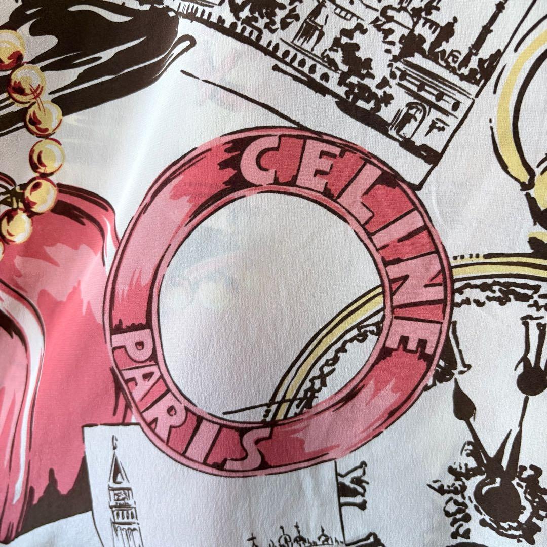 新品✨セリーヌ 00年代 希少ヴィンテージ ブラウス 総柄 シルク スカーフ柄