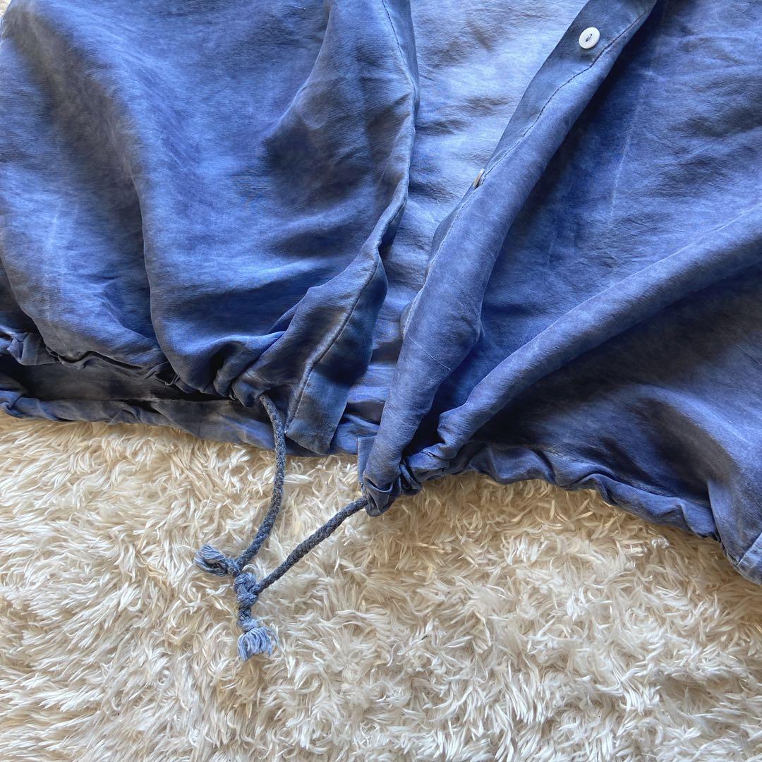 セリーヌ　フィービー期　シルクチュニック　むら染めインディゴ　バルーン　M 半袖