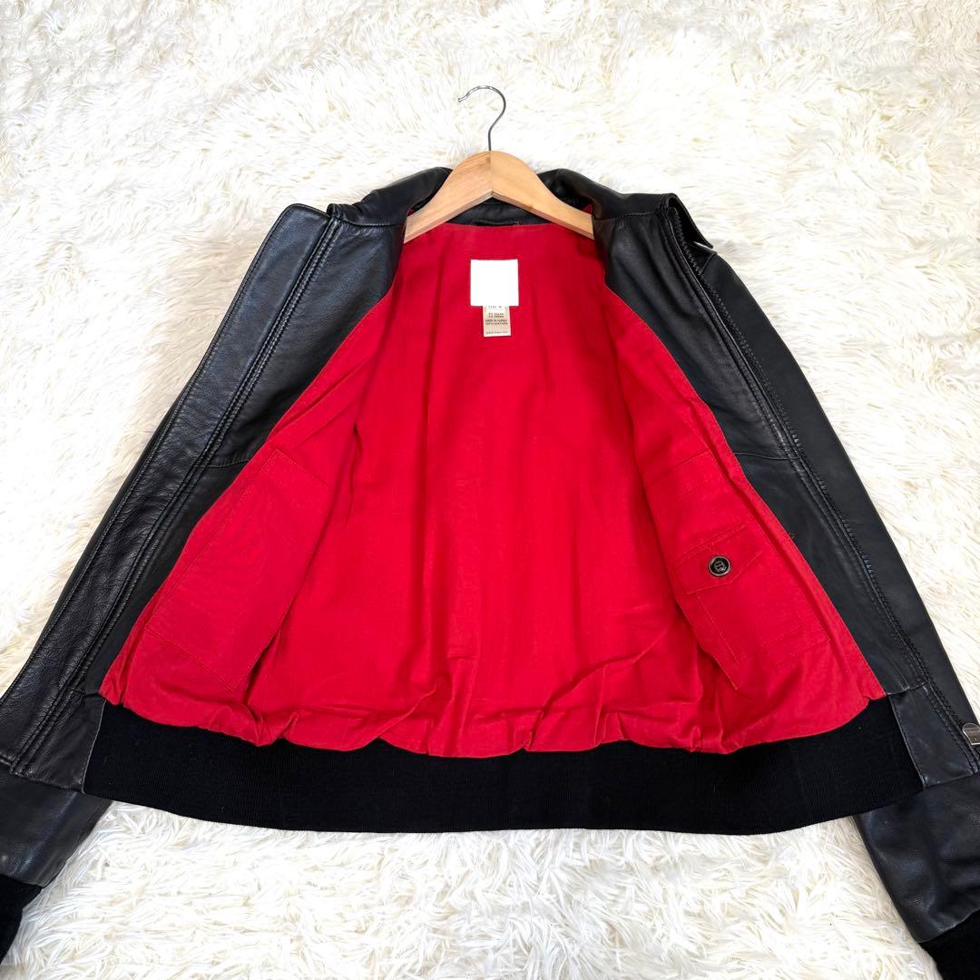 ディーゼル DIESEL 本革 レザージャケット ブルゾン ロゴ刺繍 M