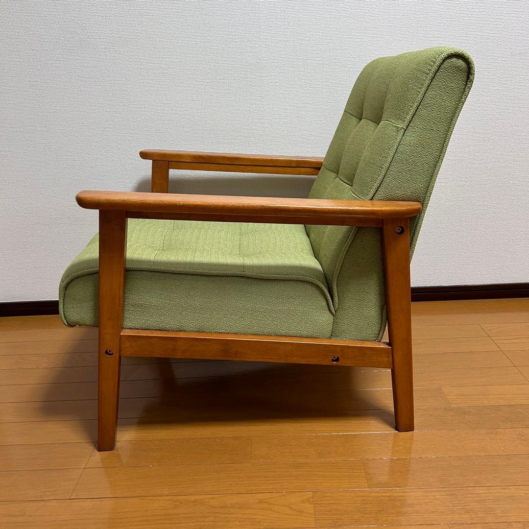 【極美品✨】　１人掛けソファ　グリーン　カーキ　カリモク風ソファ