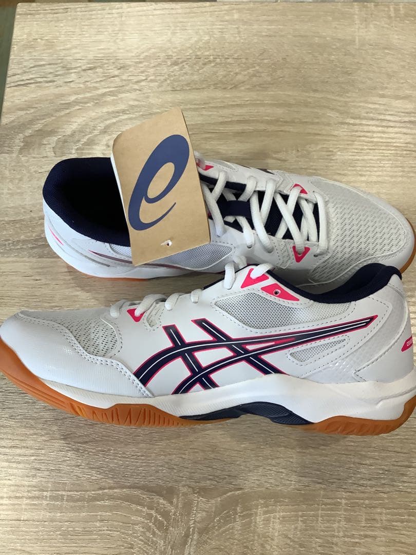 asics バレーボールシューズ ゲルロケット10 白紺ピンク 24.5箱無し