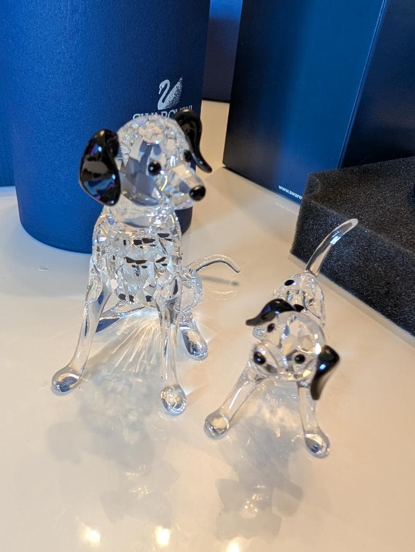 スワロフスキー置物ダルメシアン親子