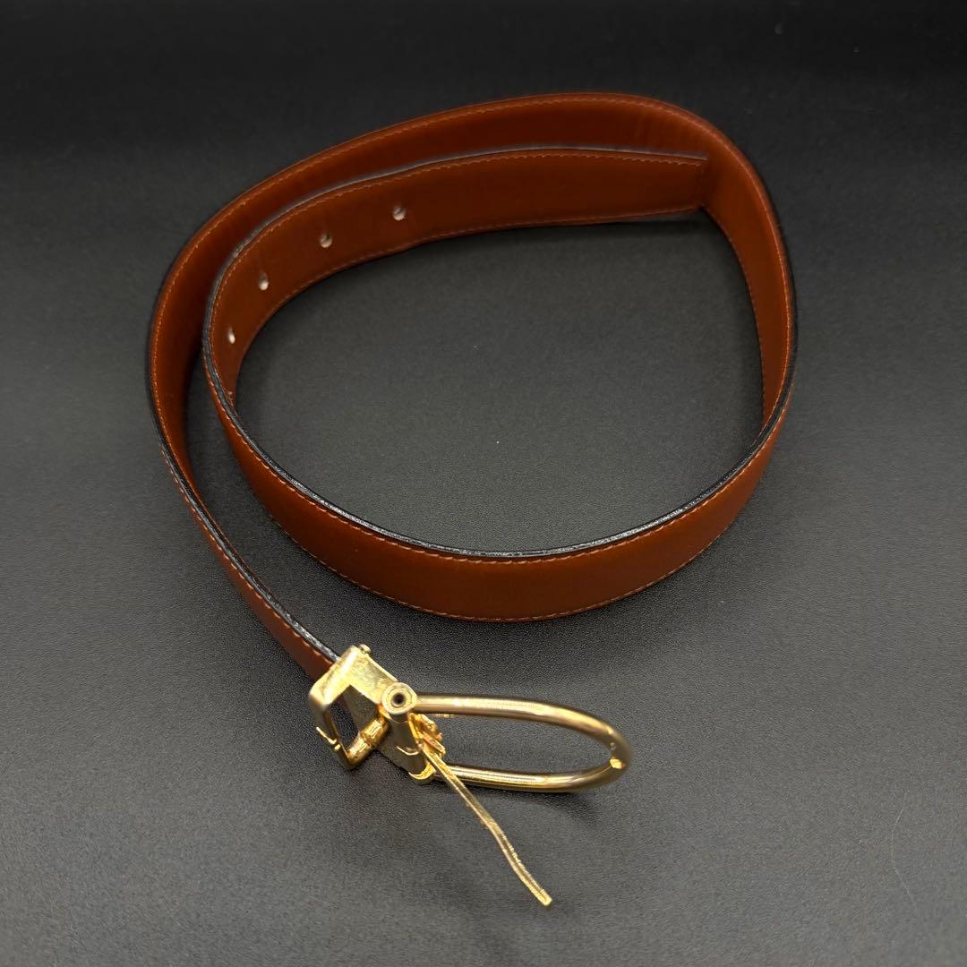 CELINE ブラウン ベルト ゴールドバックル　レザー　刻印あり　イタリア製