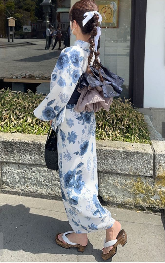 新品・未使用　水彩花柄浴衣セット[gi1519] GRL