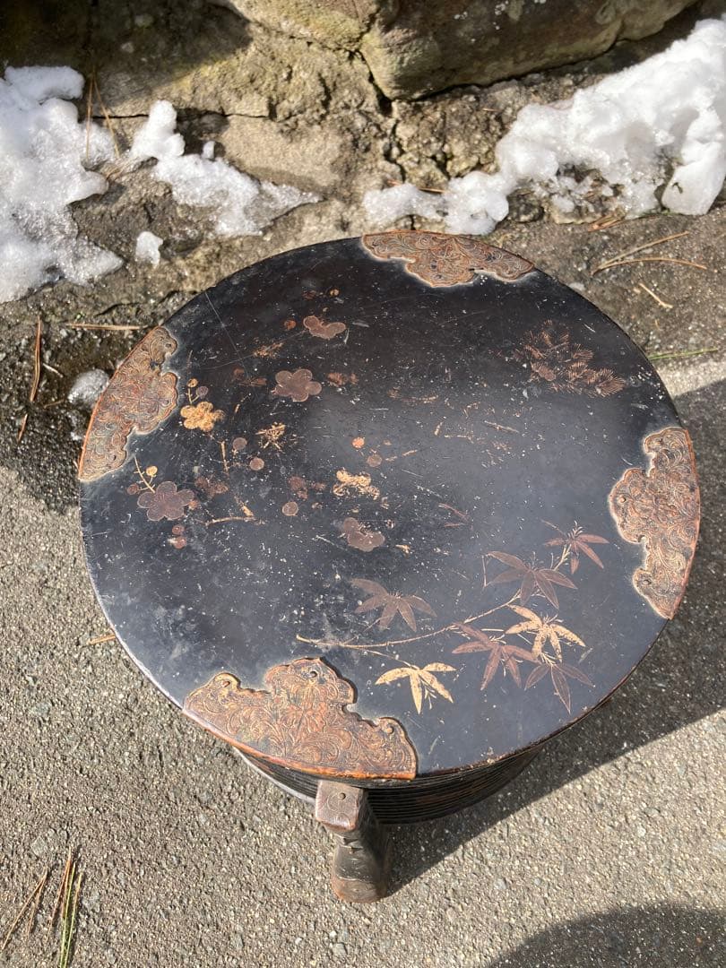 アイヌ　シントコ　行器　漆工 北海道　木製漆塗