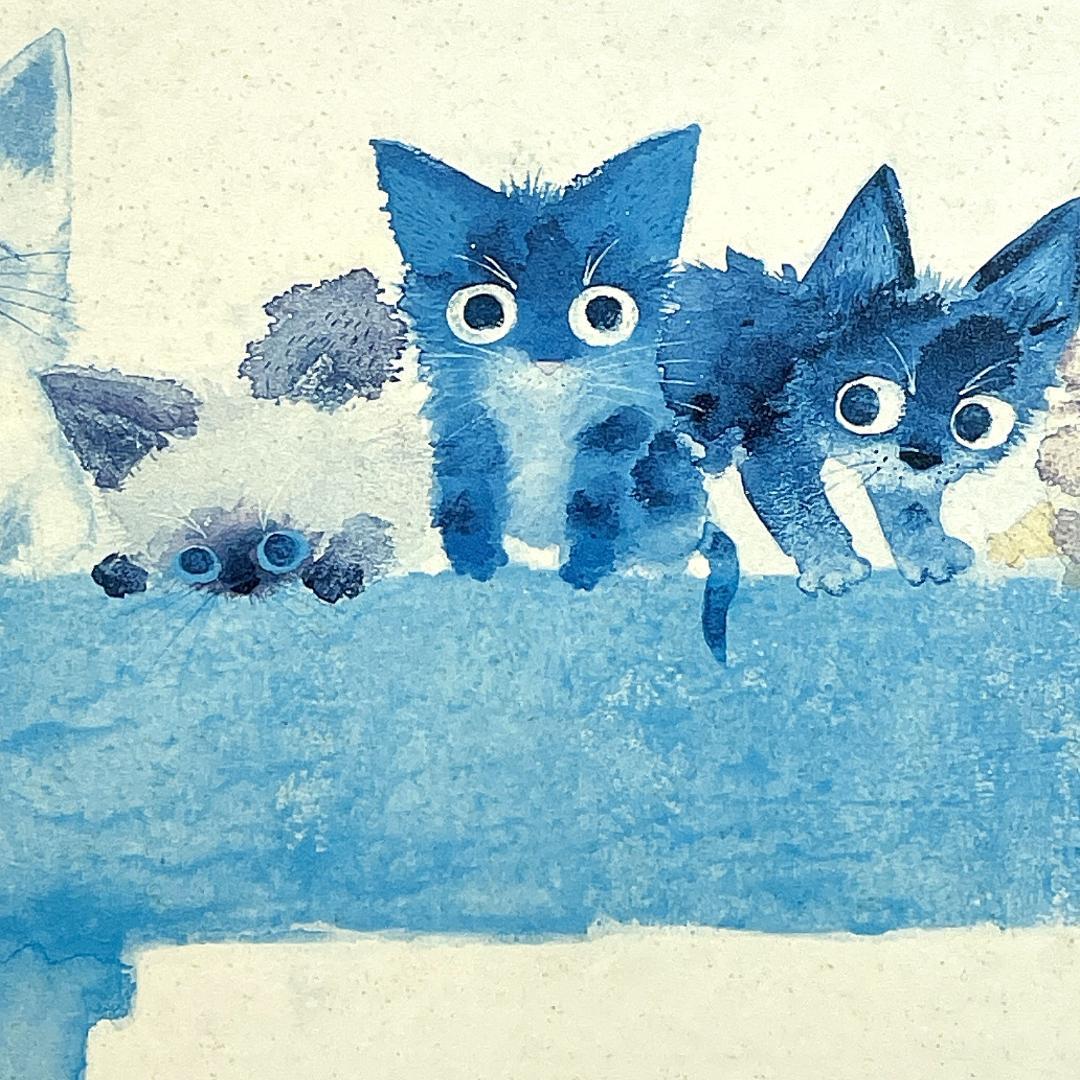 真作保証 渡辺あきお『スマイル』ダイヤモンド・スクリーン版画