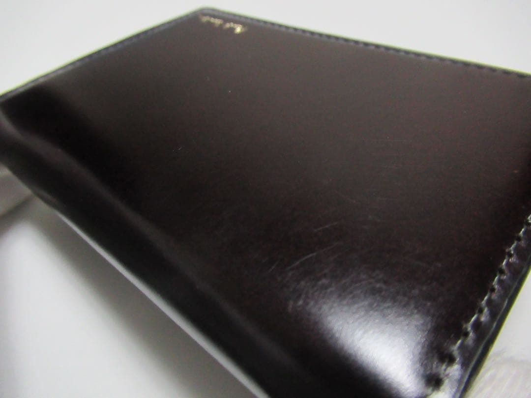 ポールスミス 新品！コードバン馬革×牛革名刺入れ カードケース 黒×グレー