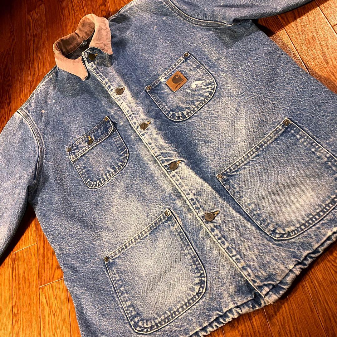 極上フェード 90s USA製 カーハート デニム チョアコート DST L