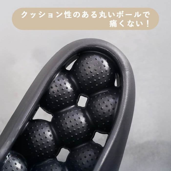 ［新品 人気No1］健康サンダル 足ツボ クッション ブラック 23-23.5