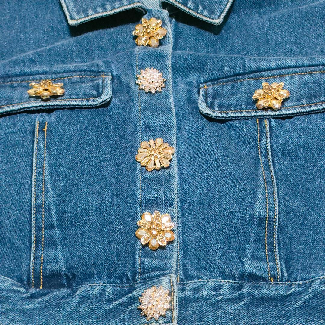 セルフポートレート クロップドデニムジャケット　ディアマンテボタン