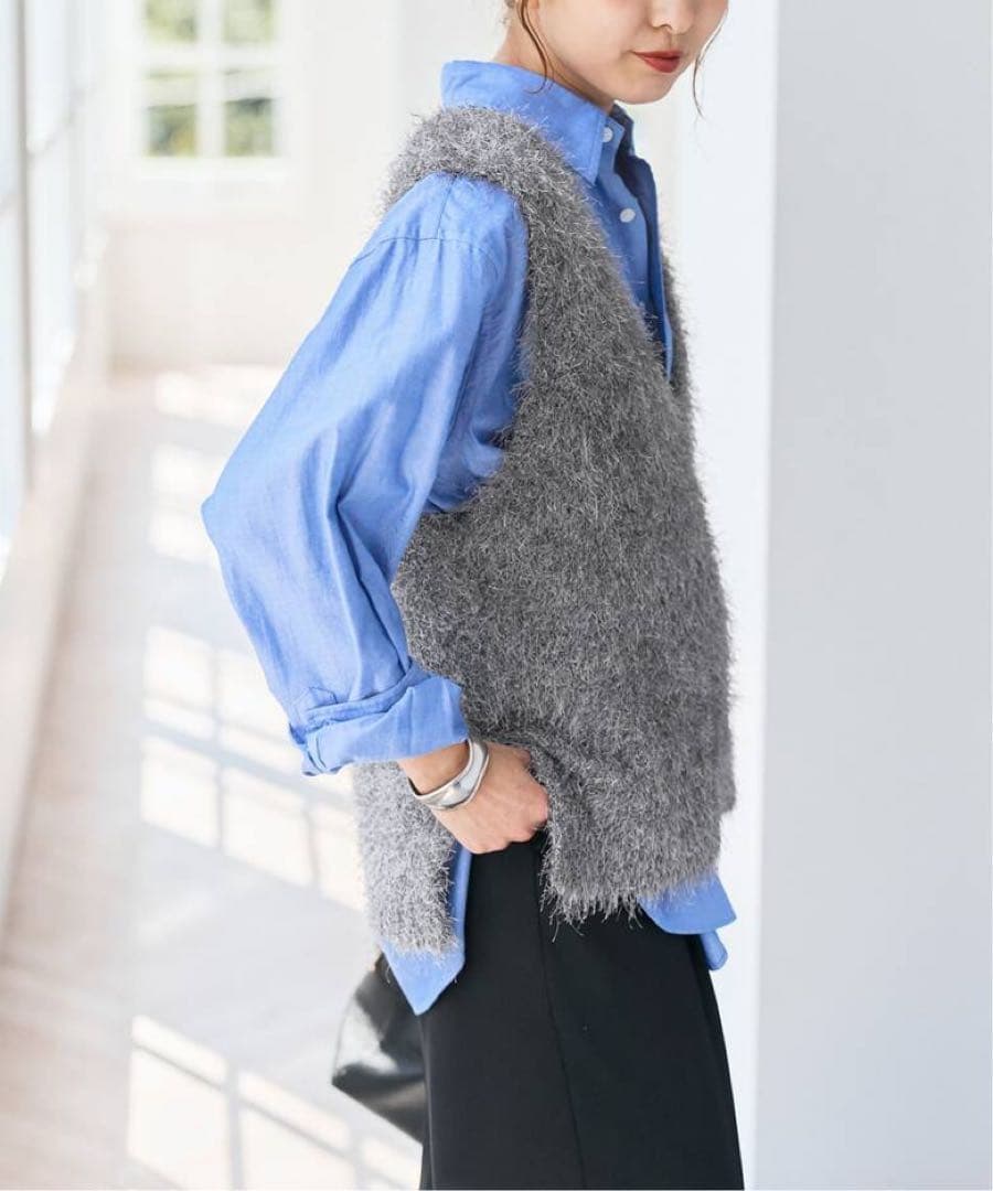 スピックアンドスパン　シャギーベスト　グレー　お値下げ中！