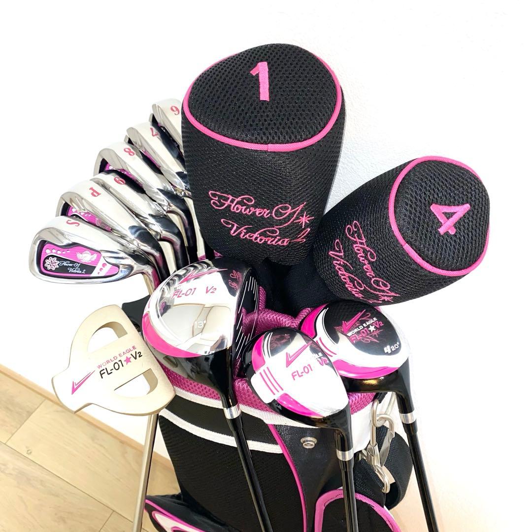 美品☆ワールドイーグル レディース用ゴルフクラブフルセット初心者キャディバッグ付