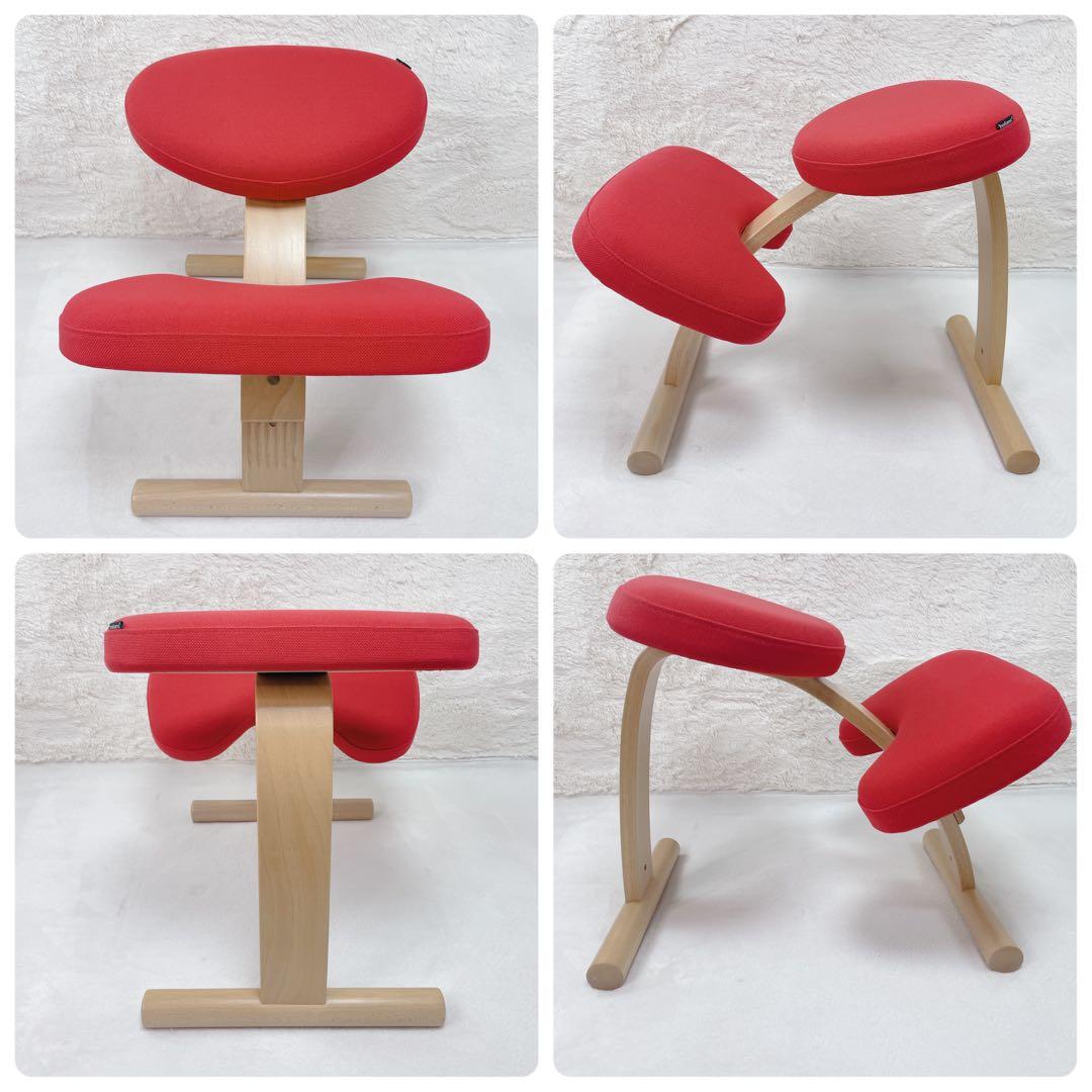 極美品✨サカモトハウス バランスチェア イージー 学習椅子 姿勢矯正 レッド　赤