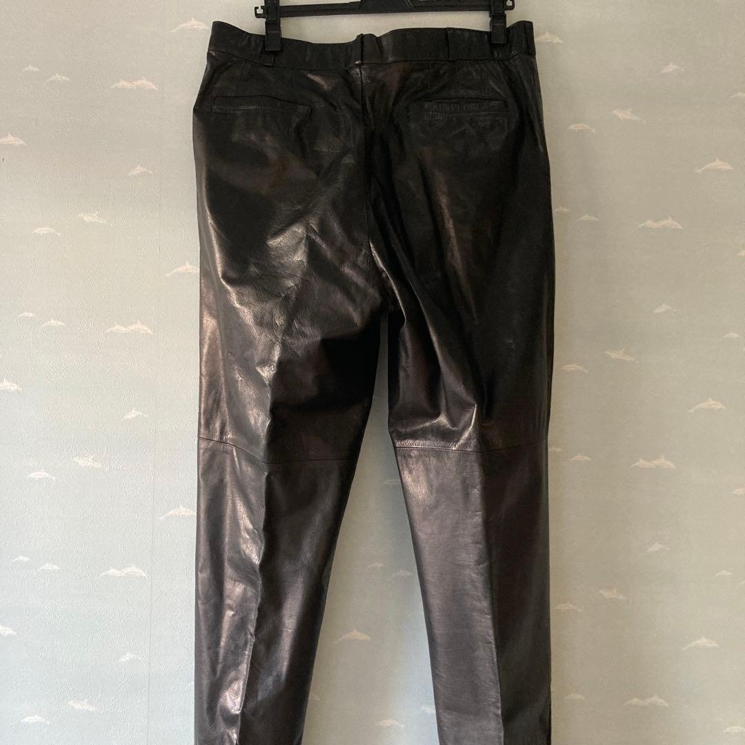 本革　牛革　レザーパンツ　黒　大きいサイズ　w91 Y2K 古着