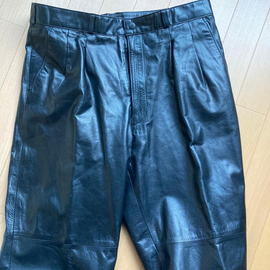 本革　牛革　レザーパンツ　黒　大きいサイズ　w91 Y2K 古着