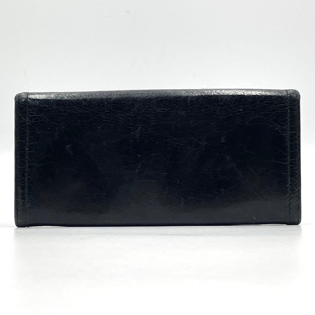 極美品● PRADA プラダ 長財布 二つ折り シワ加工 ブラック レザー