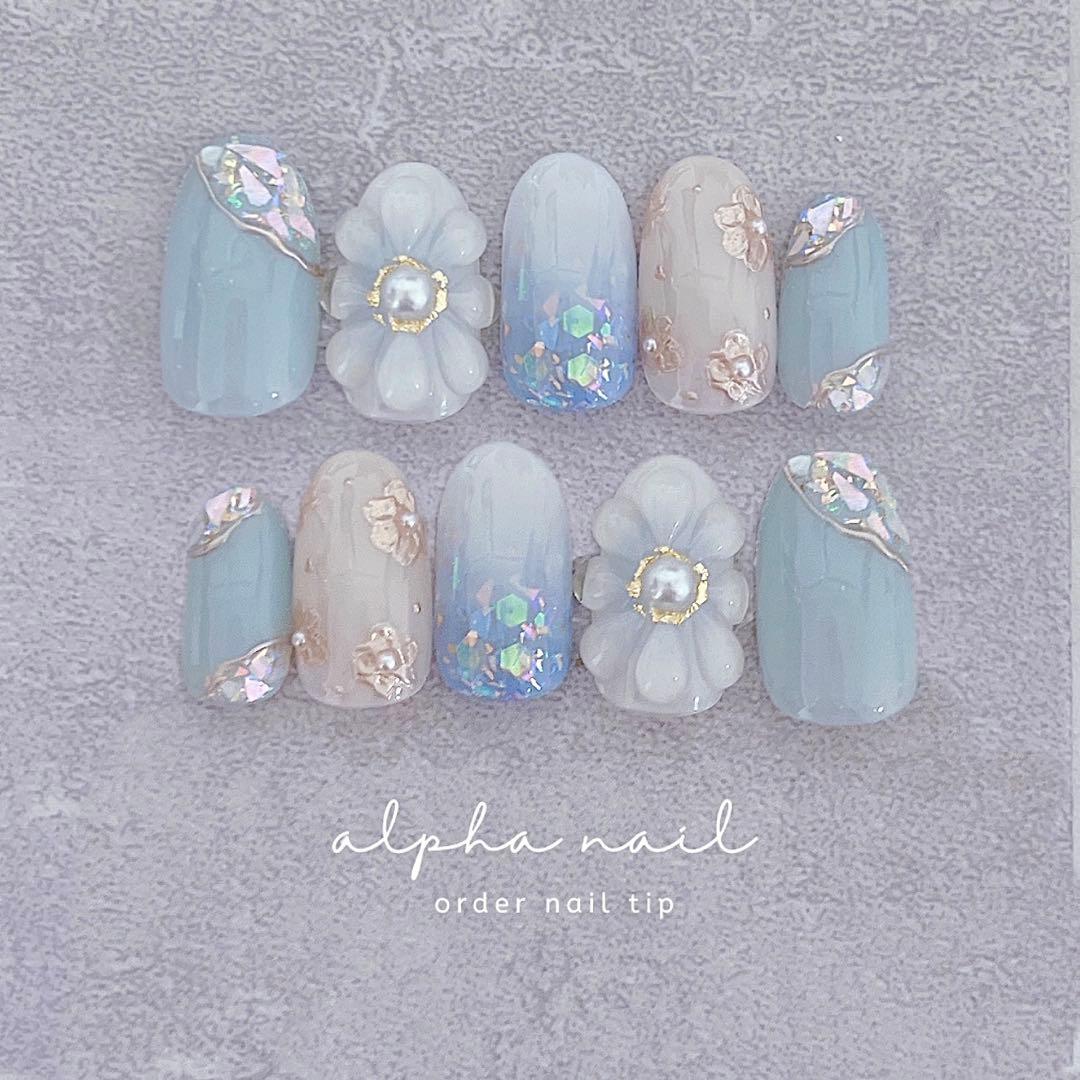 うゆ ホワイトチェック チークネイルチップ