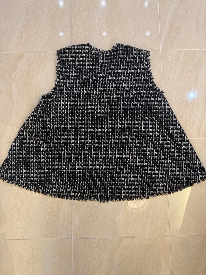 Heve ツイードベスト フリーサイズ 日本製 ブラック 上品